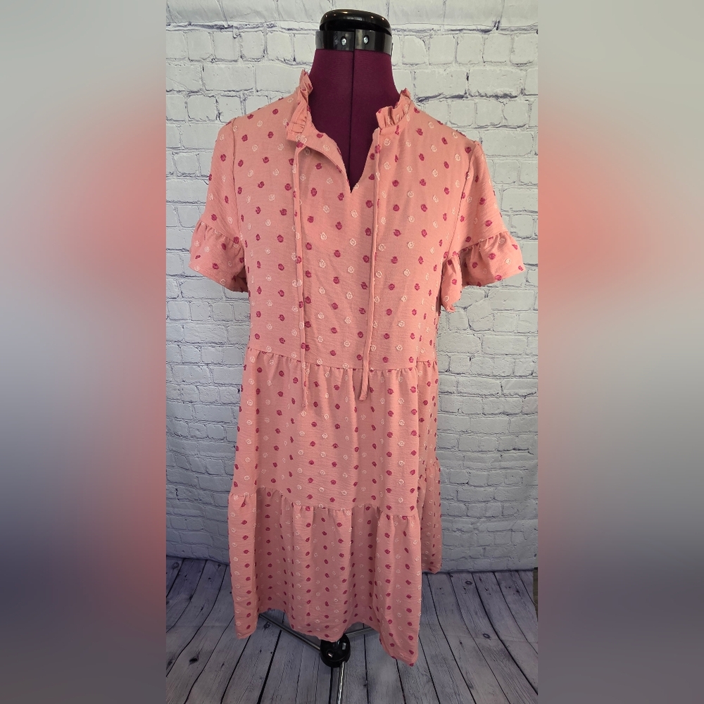 Pink Polka Dot Midi Dress